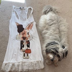 Lacey bunny tank, about as long as Ruffus!